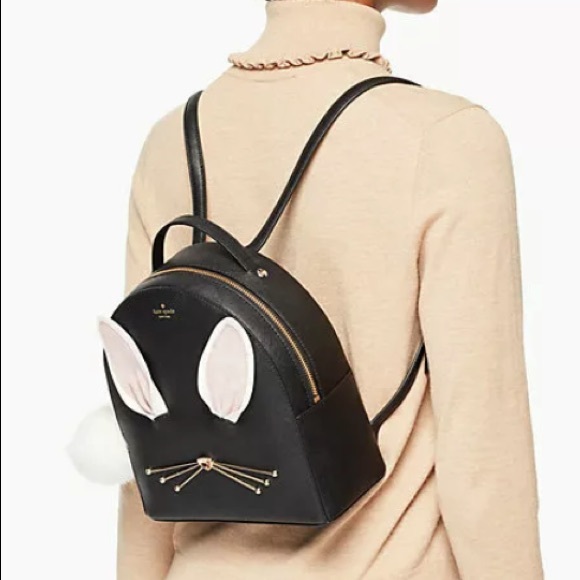 Kate spade leather rabbit bunny hop backpack black - Picture 2 of 6
